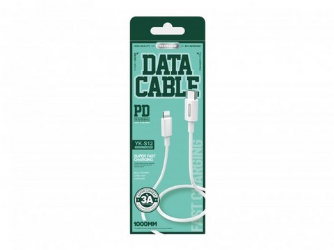 YK-Design 3A PD Data/Charging Cable YK-S12 Type-C to Lightning (White)