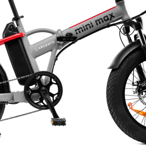 Vélo électrique pliable Argento MiniMax Rouge Moteur Bafang 36V/250W/60Nm , Batt 36V 10.4Ah, Dérailleur Shimano 7 vitesses. 25Km/h Pneu 20