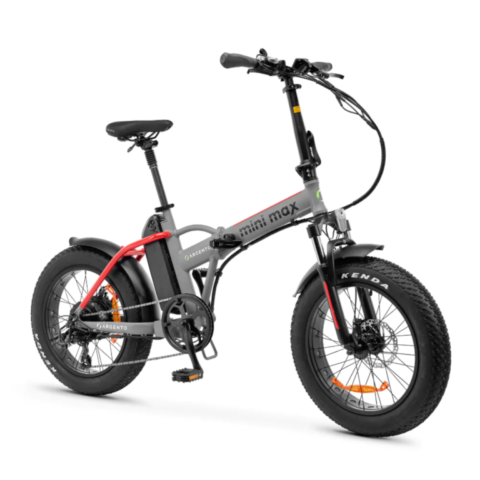 Vélo électrique pliable Argento MiniMax Rouge Moteur Bafang 36V/250W/60Nm , Batt 36V 10.4Ah, Dérailleur Shimano 7 vitesses. 25Km/h Pneu 20
