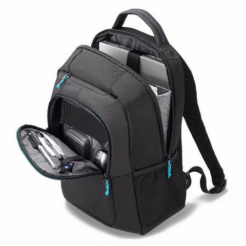 DICOTA SAC A DOS DESIGN SPORTIF POUR PC 13"-15.6" + TABLETTE 10.5" REMBOURAGE RESPIRANT AU DOS BACKPACK SPIN NOIR D30575