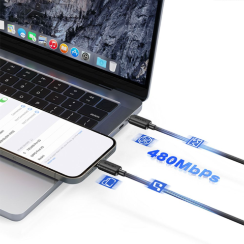 Câble avec motif USB Type-C vers USB Type-C 60W (2m) Usams US-SJ696 / KY Series Noir
