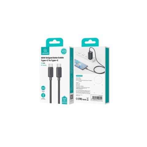 Câble avec motif USB Type-C vers USB Type-C 60W (2m) Usams US-SJ696 / KY Series Noir