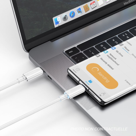 Câble tressé USB Type-C vers USB Type-C 100W Charge rapide (1,2 m) avec LED Usams US-SJ660 Noir