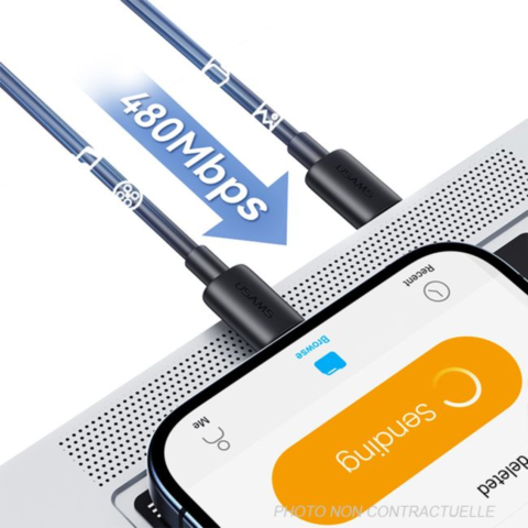 Câble USB Type-C vers USB Type-C 60W PD Charge rapide (1m) Usams SJ711 YD Series Blanc