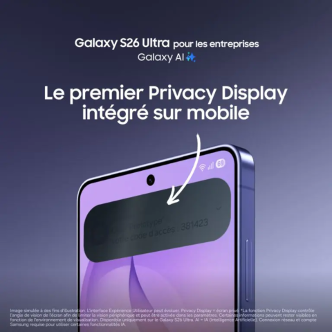 Smartphone Samsung Galaxy S26 ULTRA Entreprise Edition NOIR 5G 12Go 512Go 6,9'' Wifi7 5000 mAh charge ultra rapide 60w et sans fil 25w Privacy display Android 16