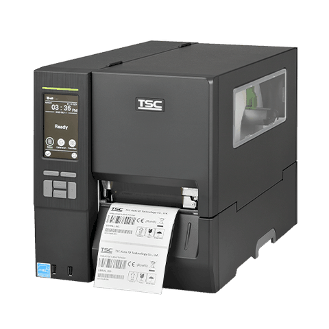 TSC MH341P, 12 pts/mm (300 dpi), ré-enrouleur, écran, RTC, USB, RS232, Ethernet