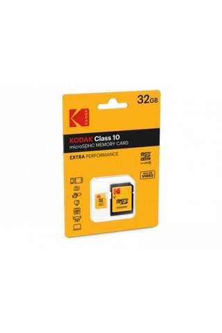 MicroSDHC 32Go Kodak +Adaptateur CL10 Extra - Sous blister