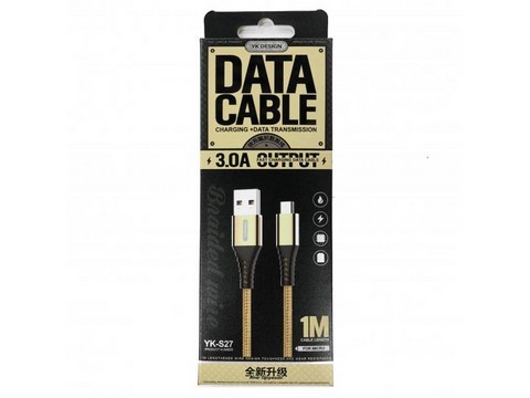 YK-Design 3.0A Data/Charging Cable YK-S27 Micro-USB (Gold)