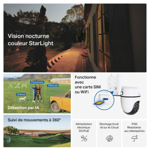 Tapo TC40GW - Caméra 4G LTE extérieure panoramique et inclinable