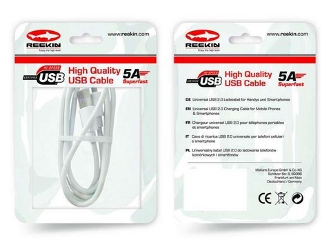 Reekin 5A Câble de Charge Rapide USB-C vers USB-C 1m (Blanc)